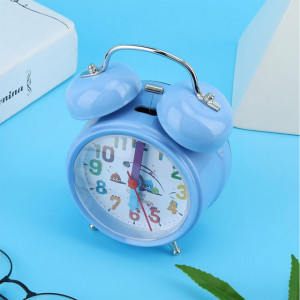 Ceas de masa desteptator pentru copii Pufo Little Friends, cu buton de iluminare cadran, 15 cm, albastru