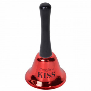 Clopotel amuzant ”Ring for a KISS”, rosu/negru