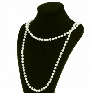 Colier de dama White Pearls din perle albe, acrilice, lung