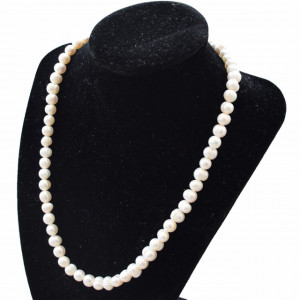 Colier perle naturale de cultura albe, model Shape pearl