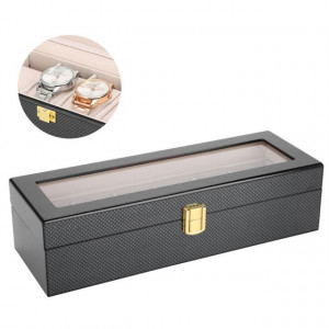 Cutie caseta din lemn pentru depozitare si organizare 6 ceasuri, model Pufo Luxury