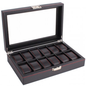 Cutie caseta pentru depozitare si organizare 12 ceasuri, model Pufo Glossy Royal