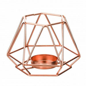 Suport decorativ metalic pentru lumanare Pufo Bronze cu agatatoare, 11 cm