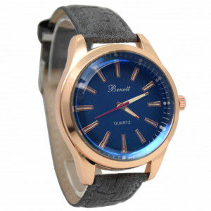 Ceas barbatesc elegant Benett auriu, curea gri