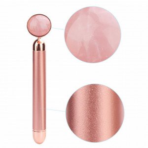 Aparat pentru masaj lifting facial si ochi cu vibratii si piatra jade din quartz impotriva ridurilor, Pufo Pink