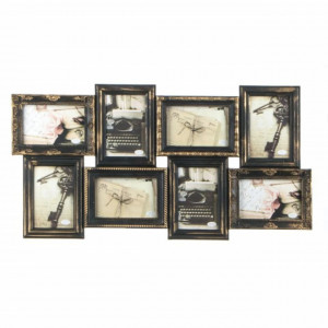 Cadru rama foto Pufo vintage cu model in relief, 8 poze, bronz, 70 x 36 cm