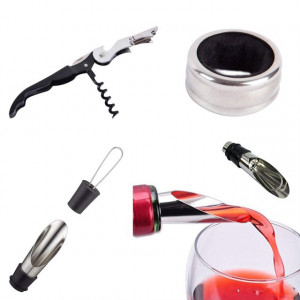 Cutie cadou tip cufar pentru vin, model Premium cu maner si accesorii incluse, negru