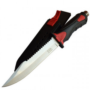 Cutit baioneta 34 cm, teaca material pvc, negru + rosu