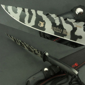 Cutit de vanatoare 32 cm Full Tang, model Black Legion Style, maner ergonomic, teaca inclusa