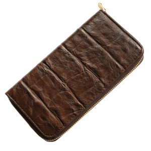 Pachet portofel elegant de dama cu fermoar design caramida maro + ceas elegant de dama kms dreptunghiular