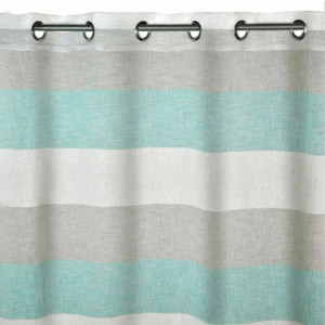 Perdea eleganta Pufo Blue, model cu dungi, 140 x 250 cm, albastru