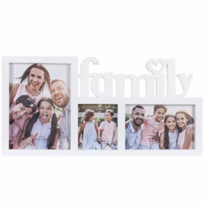 Rama foto decorativa cu 3 poze, model Pufo Familly, 40 x 20 cm