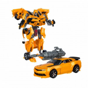 Robot transformabil Pufo galben, cu sunete si lumini, 27 cm