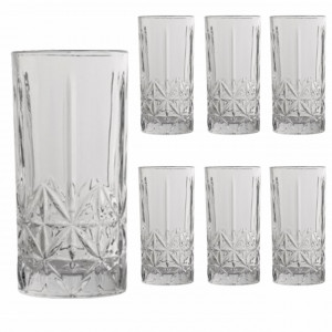 Set 6 pahare Pufo Elegant din sticla pentru bauturi, 350 ml