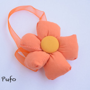 Set cordon de strangere Pufo Little Flower pentru draperie sau perdea cu magnet, 2 buc, portocaliu