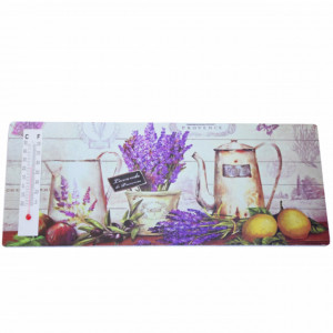 Tablita decorativa din lemn cu termometru incorporat, model Lavender de Provence, 25 cm
