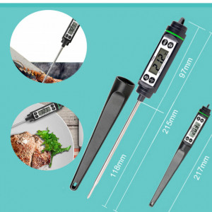 Termometru digital cu sonda pentru bucatarie, lichide, alimente, carne, lactate, prajituri, ceara etc. -50° C - +350° C, model PREMIUM, negru