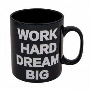 Cana uriasa ceramica Work Hard & Dream Big, 815 ml, Pufo