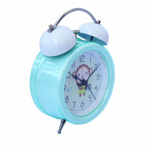 Ceas de masa desteptator pentru copii Pufo Joy, cu buton de iluminare cadran, 16 cm, model Happy Monkey