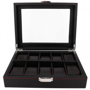 Cutie caseta pentru depozitare si organizare 10 ceasuri, model Pufo Glossy Royal