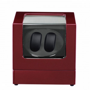 Cutie caseta Pufo Premium de prezentare si de intors ceasuri automatice, 2 locuri, interior negru, bordo