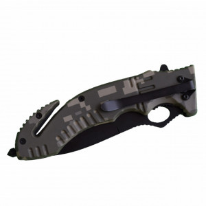Cutit briceag tactic 23 cm, model Army Style - Mountain Warrior, cu sistem de taiat centura si varf pentru spart geamuri