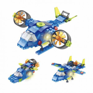 Elicopter de contruit 3 in 1 din piese cu lumini, 62 buc