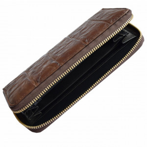 Pachet portofel elegant de dama cu fermoar design caramida maro + ceas elegant de dama kms dreptunghiular