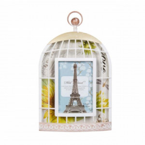 Rama foto decorativa Pufo tip colivie pentru perete, alba, 27 cm