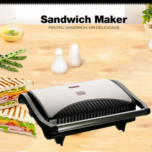 Sandwich-maker Grill & Toast DIGI 0.1 700 W, placi antiaderante grill, negru cu argintiu