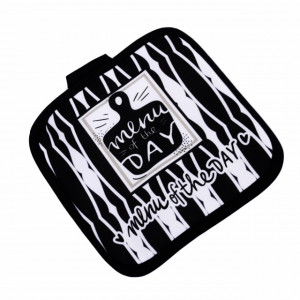 Set manusa de bucatarie Pufo Menu of the Day pentru gratar sau cuptor si suport pentru vase fierbinti