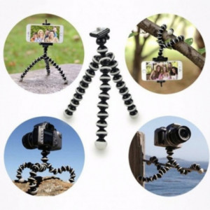 Set Trepied foto telescopic Weifeng WT-3520 universal 54 -140 cm, negru, husa transport inclusa + Trepied flexibil cu suport pentru telefon mobil sau aparat foto, Pufo