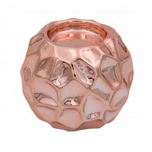 Suport decorativ elegant din portelan pentru lumanare Pufo Pink, 8,5 cm