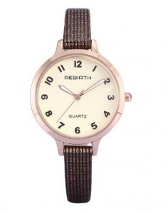 Ceas elegant de dama REBIRTH + cutie inclusa, curea maro