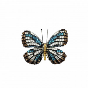 Brosa dama eleganta in forma de fluture cu pietricele colorate, Royal butterfly