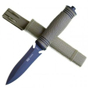 Cutit practic 23 cm Army Style cu lama dubla si varf ascutit, design deosebit, teaca inclusa