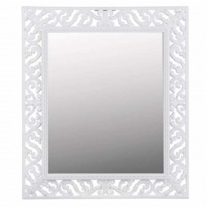 Oglinda decorativa de perete Pufo Gentle cu rama alba, 35,5 x 40,5 cm