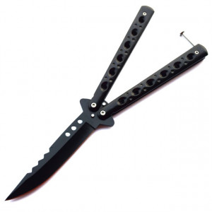 Pachet cutit butterfly, briceag fluture negru 23 cm + prastie metalica de buzunar cu cauciuc natural, latex, rezistent