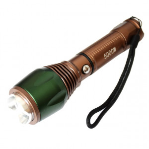 Pachet lanterna metalica 3W CREE LED, acumulator LiIon 18650 (6800 mAh) + cutit briceag Butterfly 22.5 cm, insertii lemn