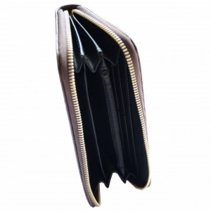 Pachet portofel elegant de dama cu fermoar design caramida maro + ceas elegant de dama kms dreptunghiular