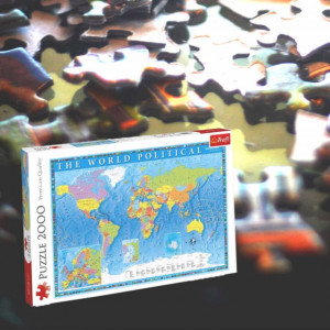 Puzzle Harta politica a lumii, pentru copii si adulti, 2000 piese, model Premium