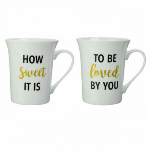 Set 2 cani pentru indragostiti cu mesaj de dragoste, 390 ml, Pufo