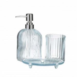 Set pentru baie din sticla compus din 3 piese, Pufo Blue Love, albastru