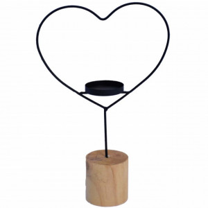Suport decorativ pentru lumanare in forma de inima, Pufo Hearthy, 28 cm