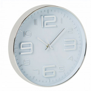 Ceas decorativ de perete Pufo Simple cu numere, 30 cm, argintiu