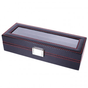Cutie caseta pentru depozitare si organizare 6 ceasuri, model Pufo Glossy Royal