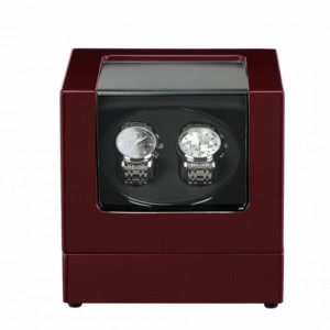 Cutie caseta Pufo Premium de prezentare si de intors ceasuri automatice, 2 locuri, interior negru, bordo