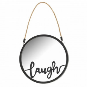 Oglinda decorativa rotunda de perete cu agatatoare Pufo Laugh, 25 cm