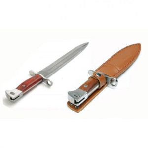 Pachet cutit baioneta inscriptionat AK-47 CCCP 34,5 cm cu teaca + prastie metalica de buzunar cu cauciuc natural, latex, rezistent