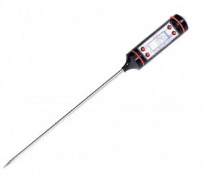 Pachet termometru digital cu sonda pentru bucatarie, lichide, alimente, lactate, prajituri, ceara, etc. -50° C - +300° C + Aprinzator reglabil si reincarcabil pentru aragaz tip bricheta, albastru